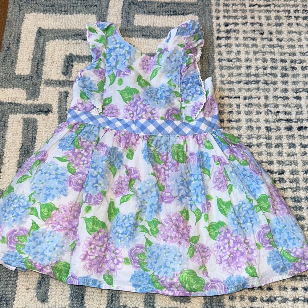 Tommy Bahama Girls Hydrangea Floral Dress in Blue, Purple, Green